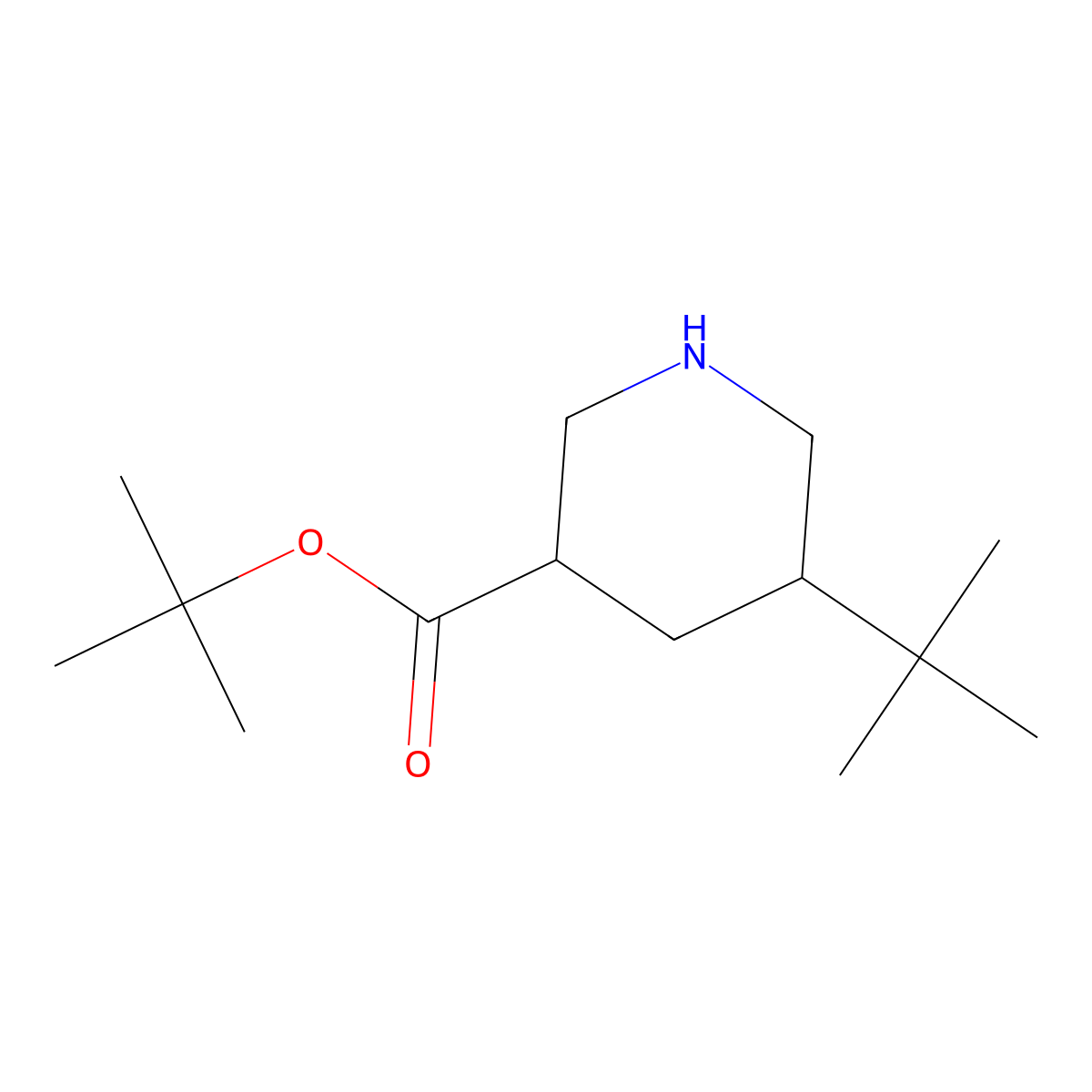 rac-tert-butyl (3R,5R)-5-tert-butylpiperidine-3-carboxylate molecular structure, CAS 2287238-78-0