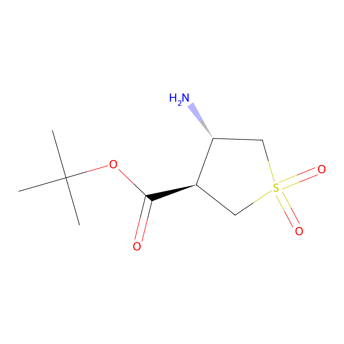 rac-tert-butyl (3R,4S)-4-amino-1,1-dioxo-1lambda6-thiolane-3-carboxylate molecular structure, CAS 2287238-86-0