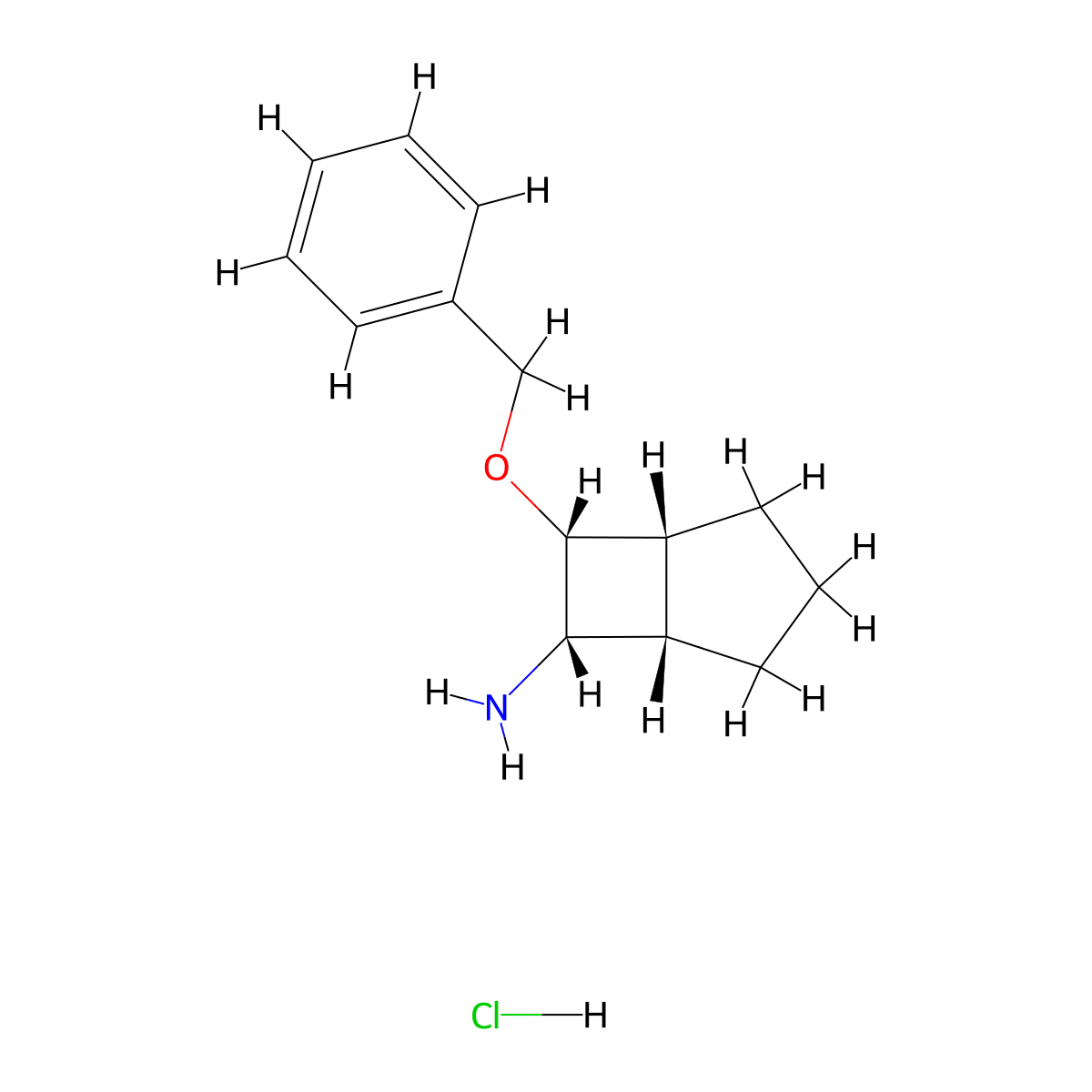 rac-(1R,5S,6S,7R)-7-(benzyloxy)bicyclo[3.2.0]heptan-6-aminehydrochloride molecular structure, CAS 2287239-22-7