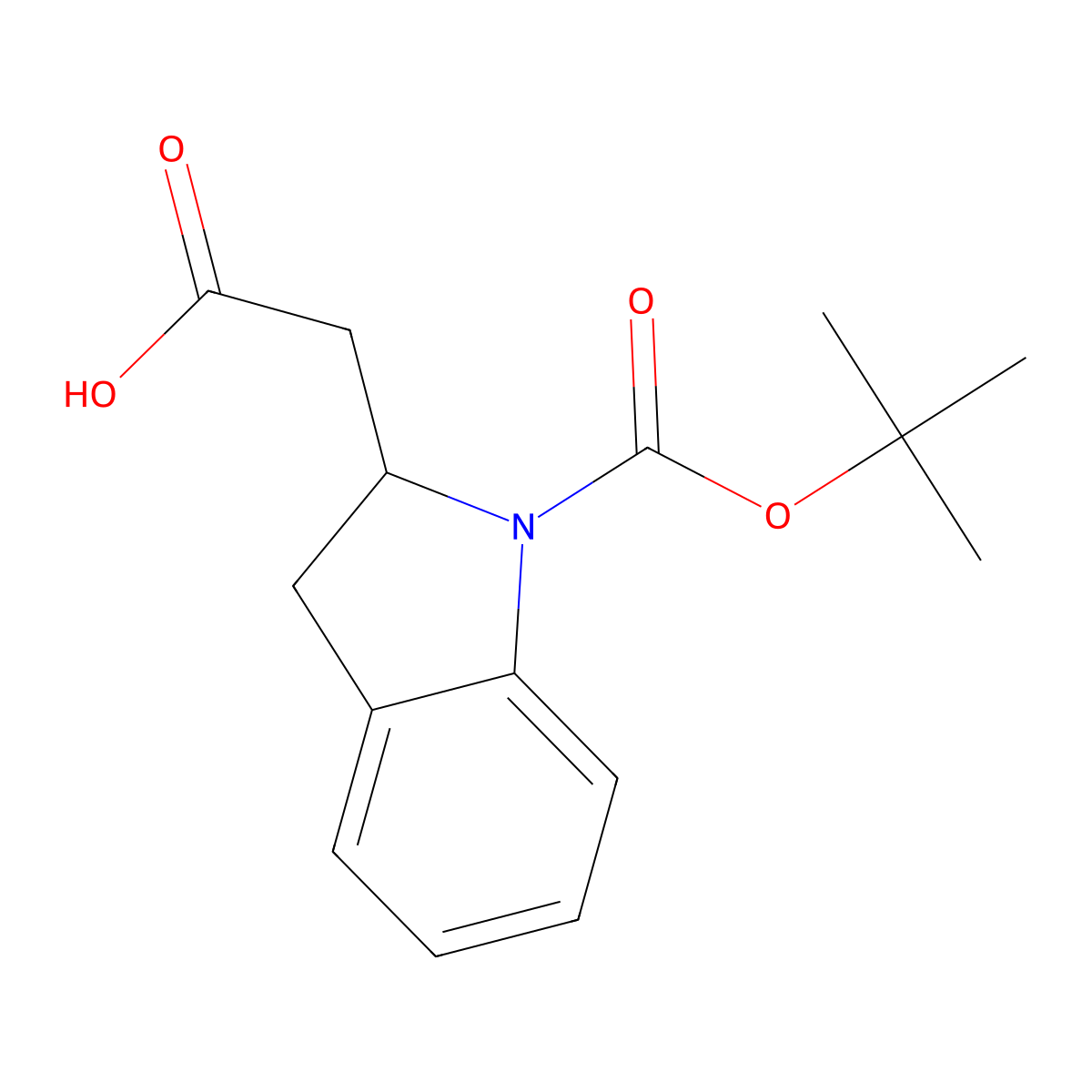 2-((2S)-1-((tert-butoxy)carbonyl)-2,3-dihydro-1H-indol-2-yl)acetic acid molecular structure, CAS 2287239-24-9