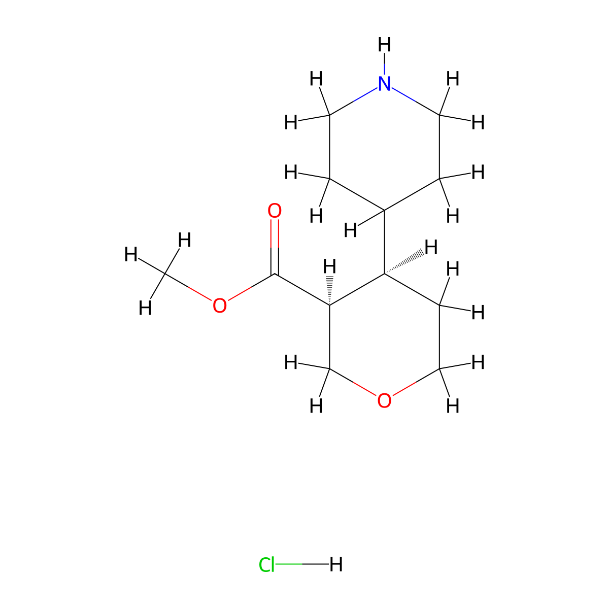 Methyl (3S,4R)-4-piperidin-4-yloxane-3-carboxylate;hydrochloride molecular structure, CAS 2287239-30-7