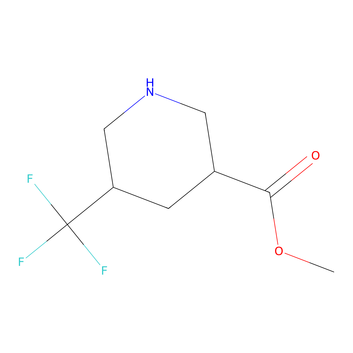 rac-methyl (3R,5R)-5-(trifluoromethyl)piperidine-3-carboxylate molecular structure, CAS 2287239-63-6