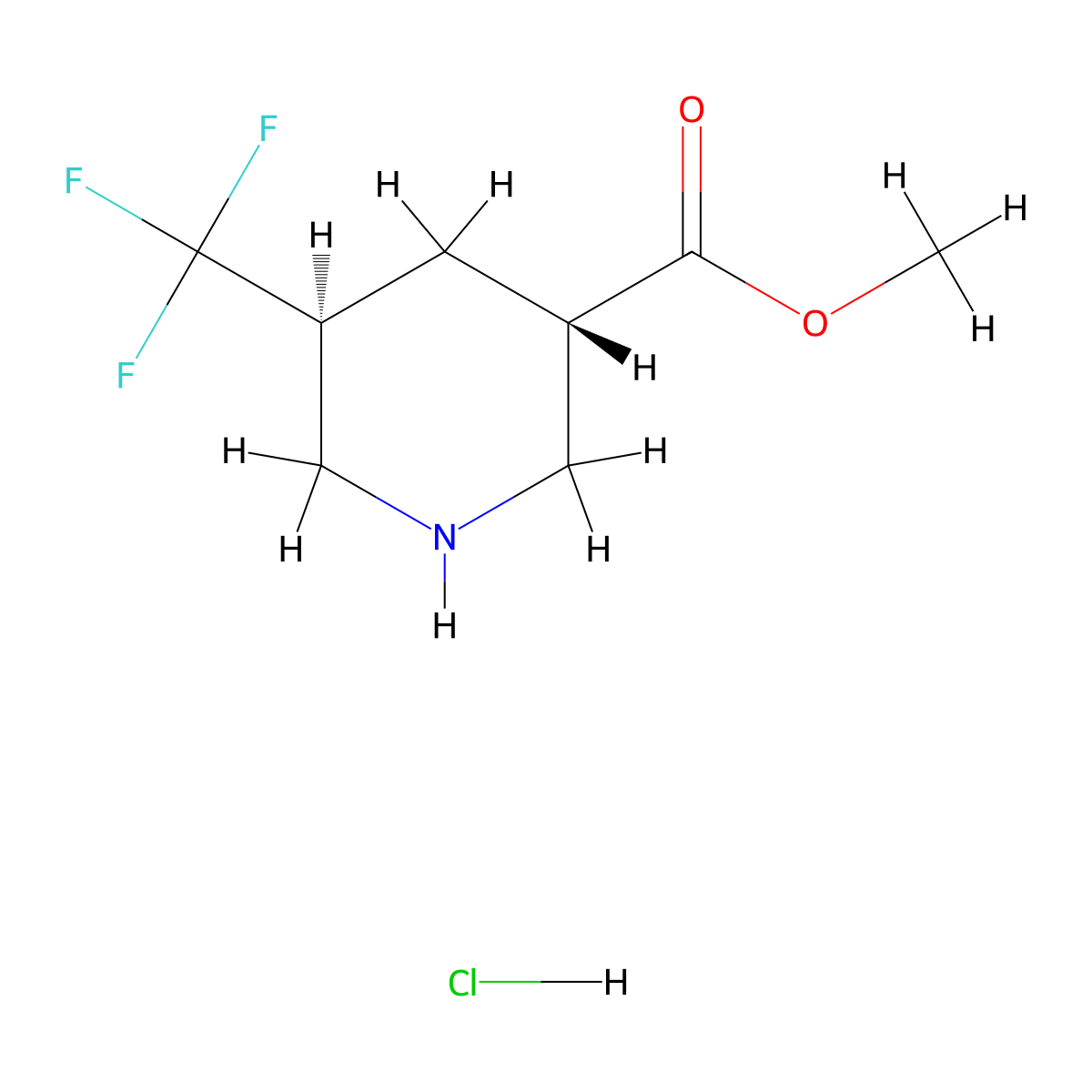 rac-methyl (3R,5R)-5-(trifluoromethyl)piperidine-3-carboxylate hydrochloride molecular structure, CAS 2287239-64-7