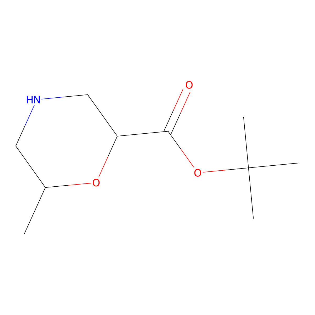 rac-tert-butyl (2R,6S)-6-methylmorpholine-2-carboxylate molecular structure, CAS 2287239-78-3