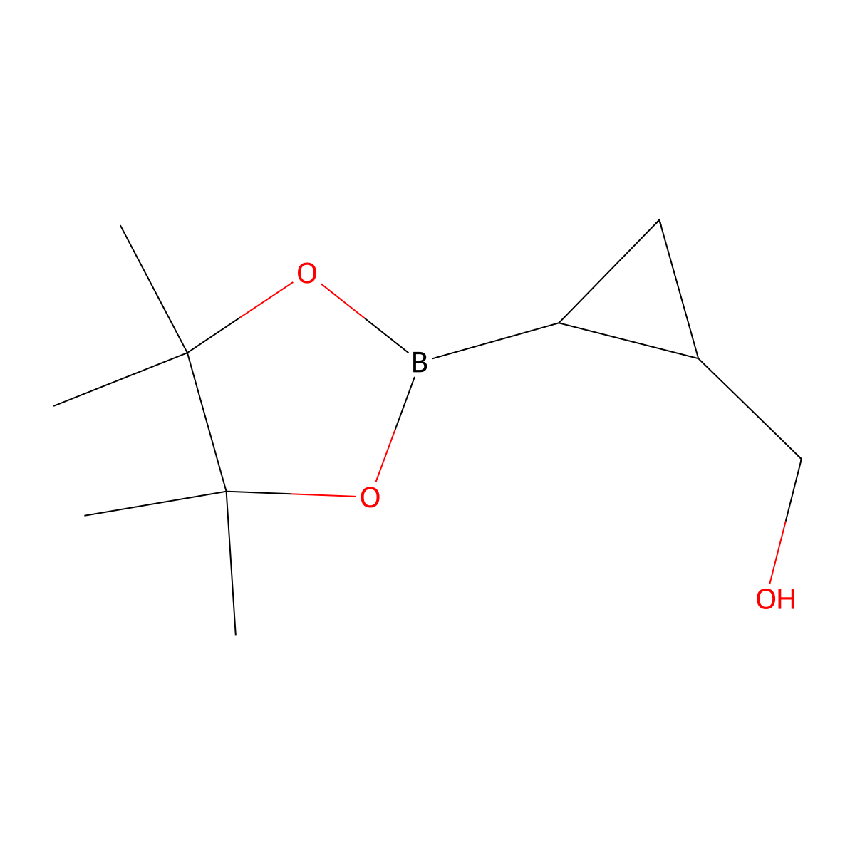 rac-[(1R,2R)-2-(4,4,5,5-tetramethyl-1,3,2-dioxaborolan-2-yl)cyclopropyl]methanol molecular structure, CAS 2287240-96-2