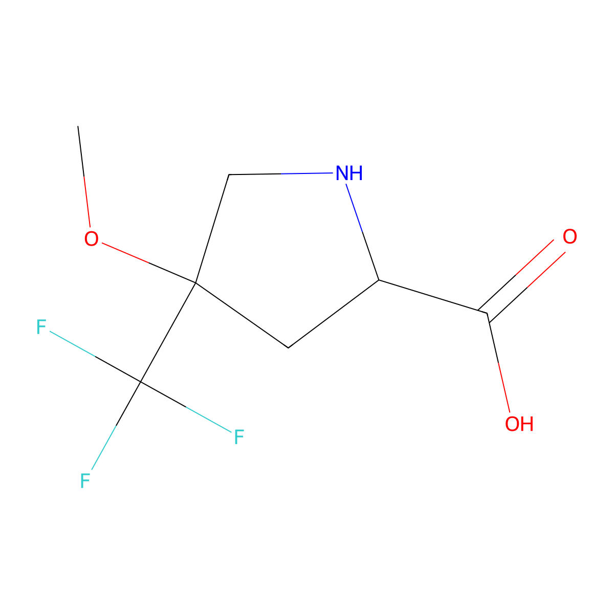 (2S,4S)-4-Methoxy-4-(trifluoromethyl)pyrrolidine-2-carboxylic acid molecular structure, CAS 2287246-54-0