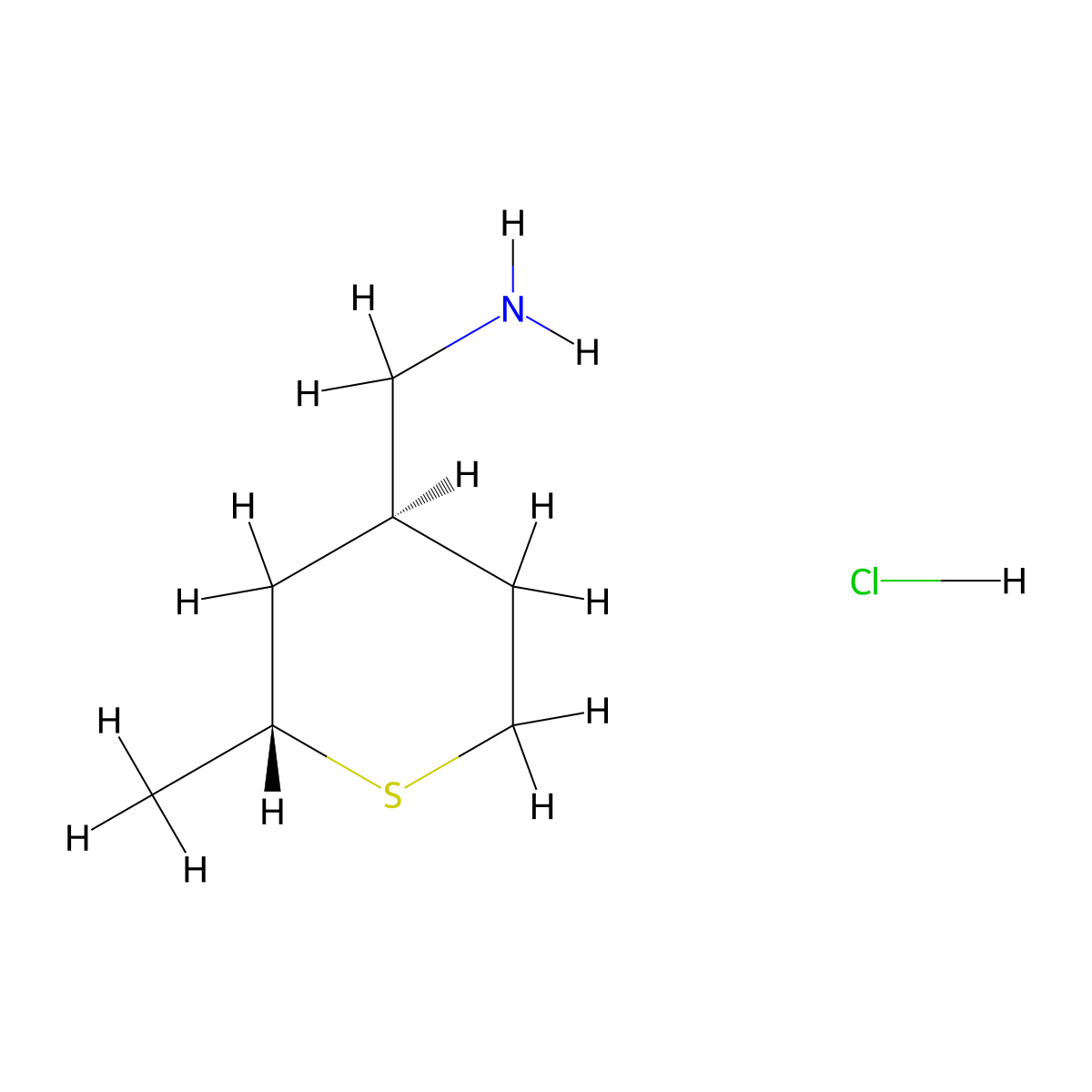 rac-[(2R,4S)-2-methylthian-4-yl]methanaminehydrochloride molecular structure, CAS 2287246-56-2