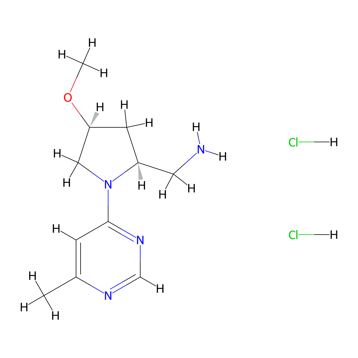 [(2S,4S)-4-Methoxy-1-(6-methylpyrimidin-4-yl)pyrrolidin-2-yl]methanamine;dihydrochloride molecular structure, CAS 2287246-65-3