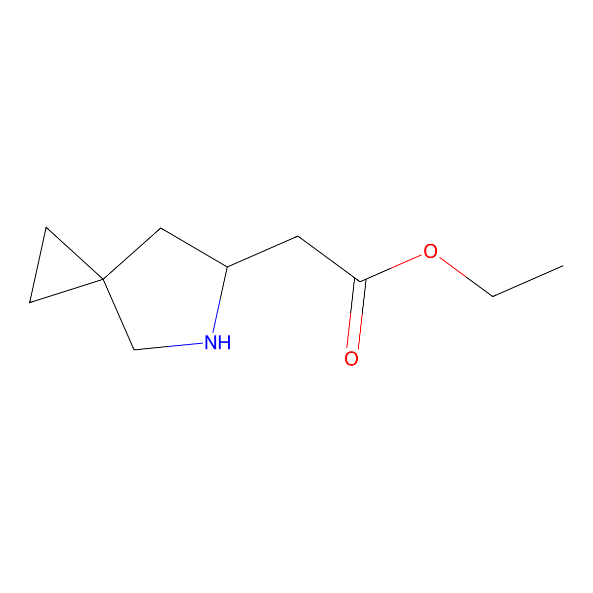 Ethyl 2-[(6S)-5-azaspiro[2.4]heptan-6-yl]acetate molecular structure, CAS 2287246-71-1