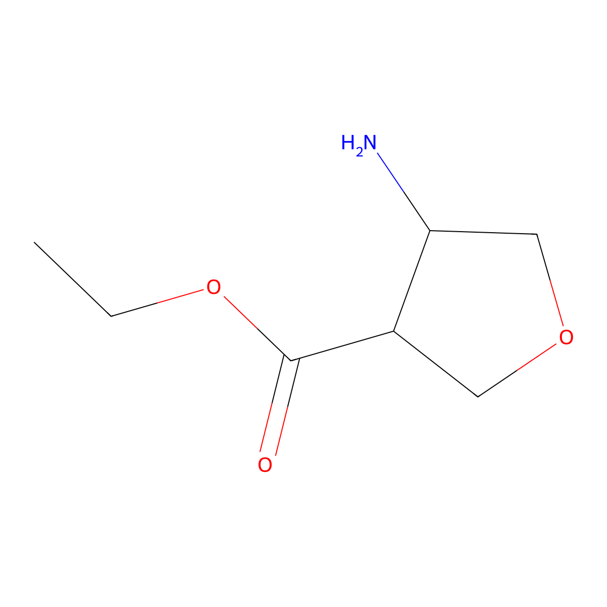 rac-ethyl (3R,4S)-4-aminooxolane-3-carboxylate molecular structure, CAS 2287246-73-3