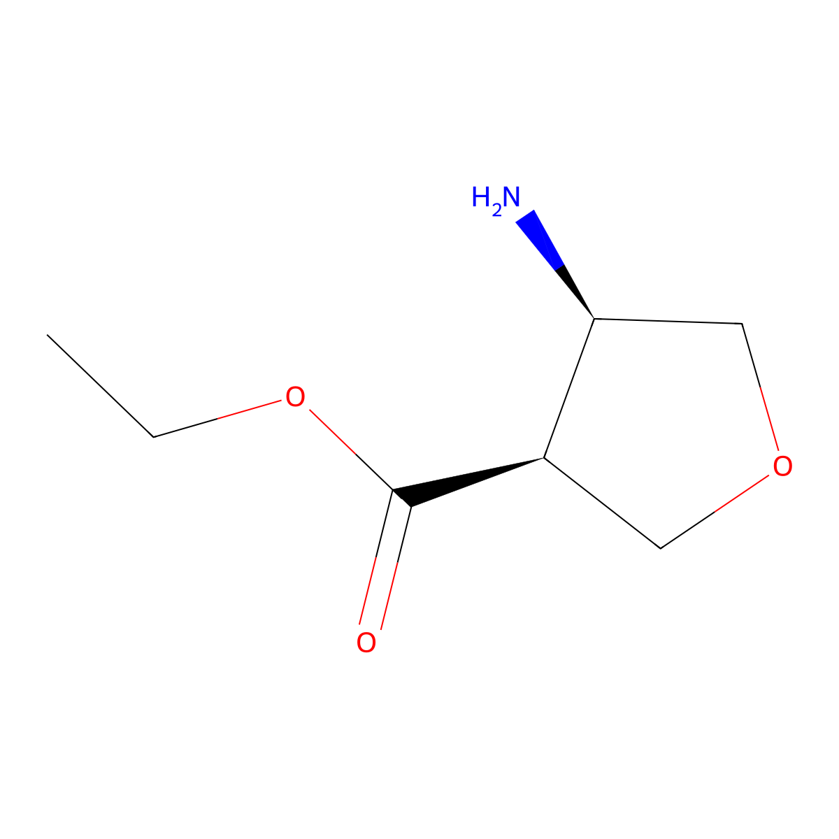 rac-ethyl (3R,4S)-4-aminooxolane-3-carboxylate molecular structure, CAS 2287246-73-3