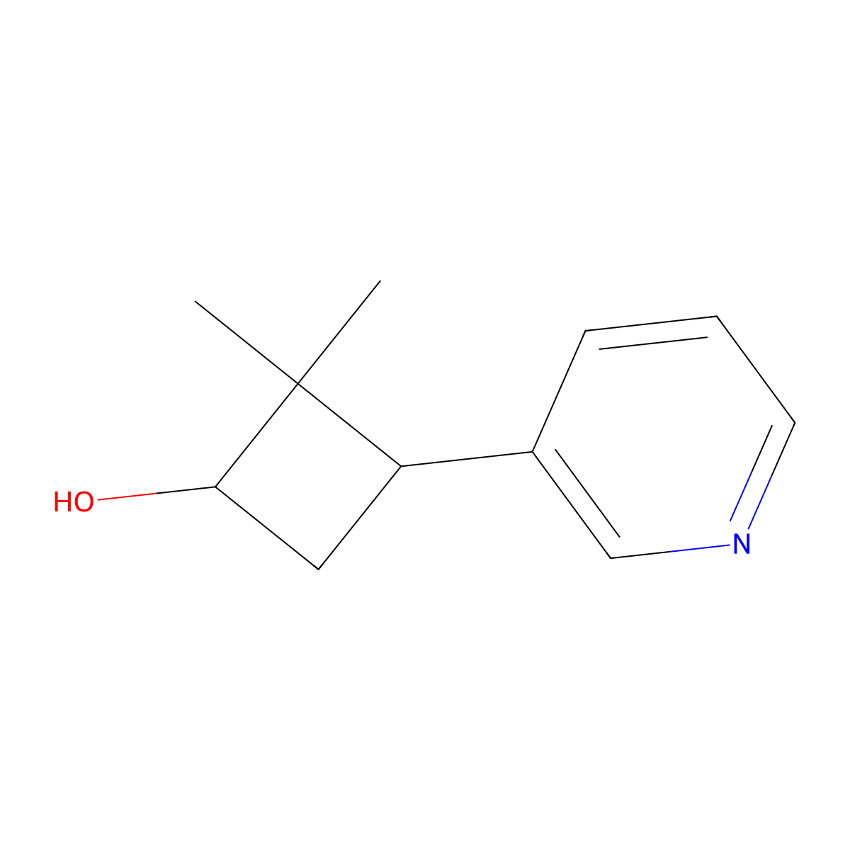 rac-(1R,3R)-2,2-dimethyl-3-(pyridin-3-yl)cyclobutan-1-ol molecular structure, CAS 2287247-06-5