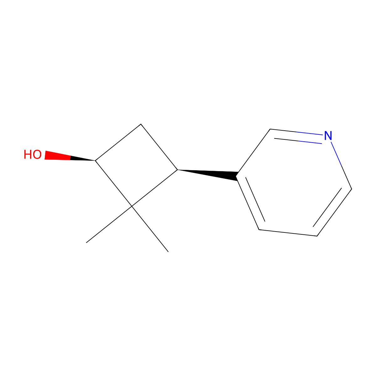 rac-(1R,3R)-2,2-dimethyl-3-(pyridin-3-yl)cyclobutan-1-ol molecular structure, CAS 2287247-06-5