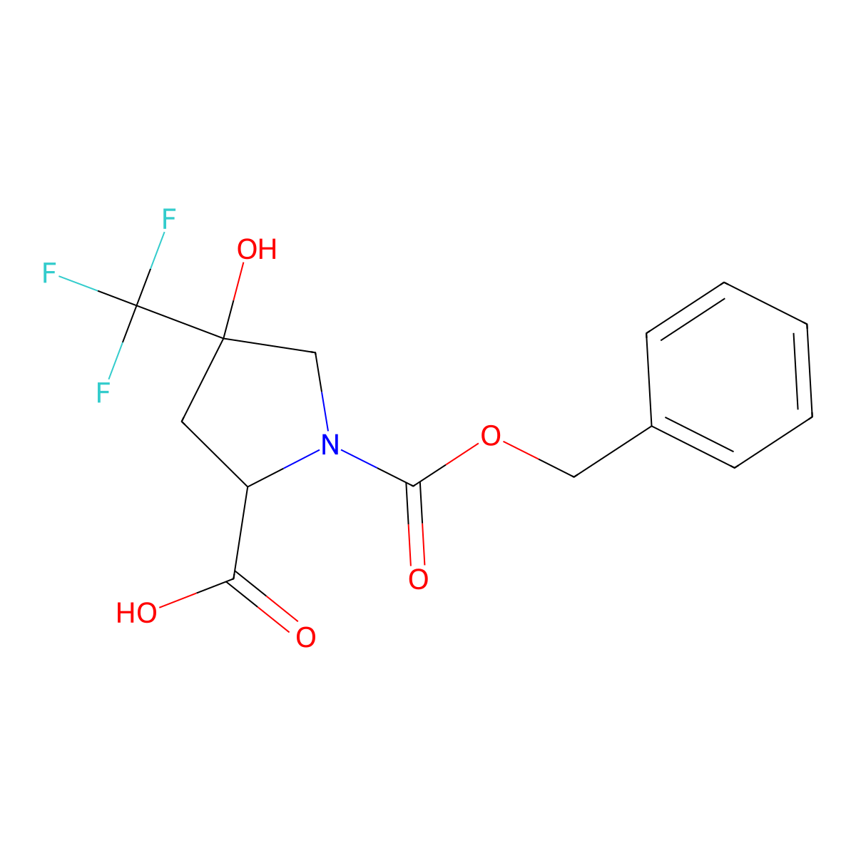 (2S,4S)-1-[(benzyloxy)carbonyl]-4-hydroxy-4-(trifluoromethyl)pyrrolidine-2-carboxylic acid molecular structure, CAS 2287247-10-1