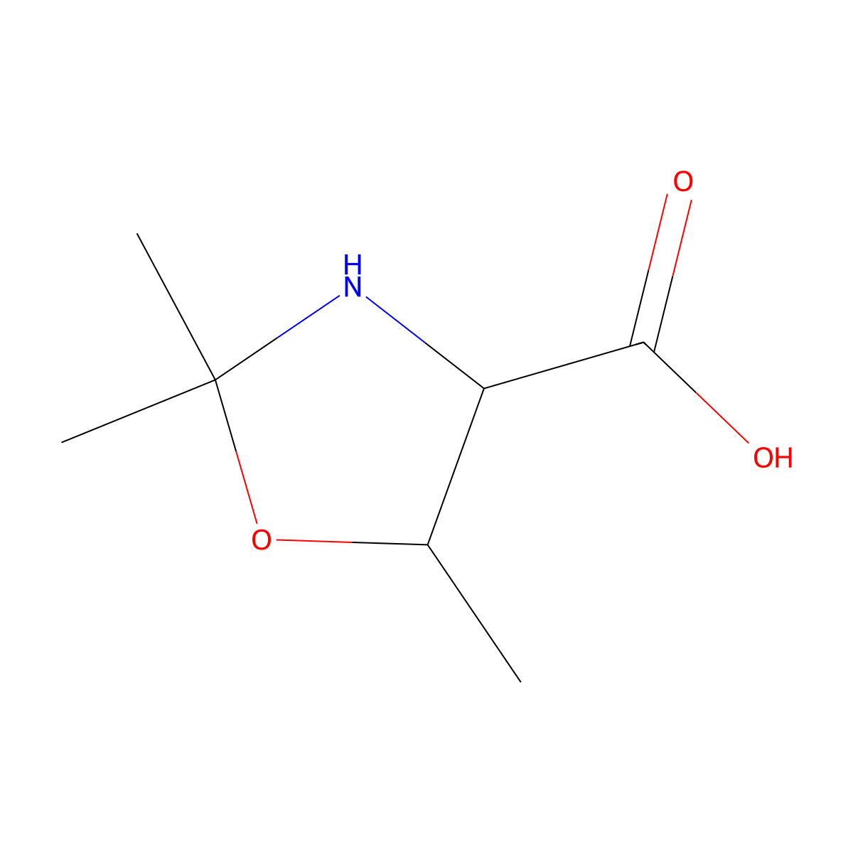 (4S,5R)-2,2,5-Trimethyl-1,3-oxazolidine-4-carboxylic acid molecular structure, CAS 2287247-40-7