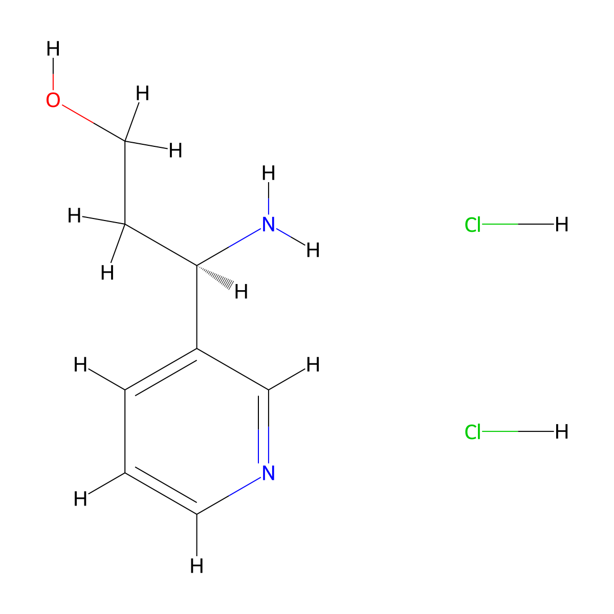 (3R)-3-amino-3-(pyridin-3-yl)propan-1-ol dihydrochloride molecular structure, CAS 2287247-52-1