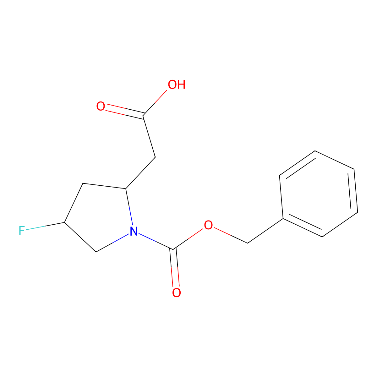 2-[(2R,4S)-1-[(benzyloxy)carbonyl]-4-fluoropyrrolidin-2-yl]acetic acid molecular structure, CAS 2287247-56-5