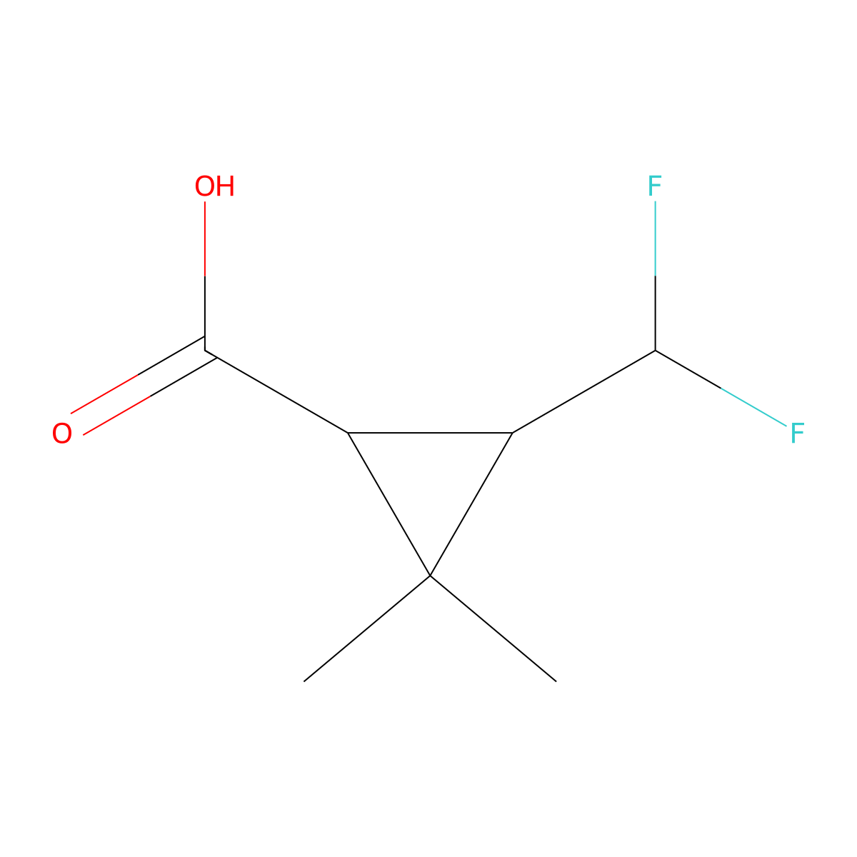 (1R,3S)-3-(Difluoromethyl)-2,2-dimethylcyclopropane-1-carboxylic acid molecular structure, CAS 2287247-58-7