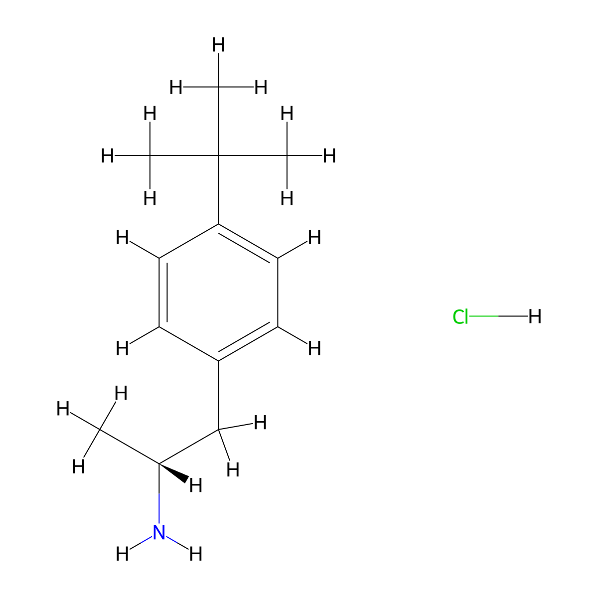 (2R)-1-(4-tert-butylphenyl)propan-2-amine hydrochloride molecular structure, CAS 2287247-71-4