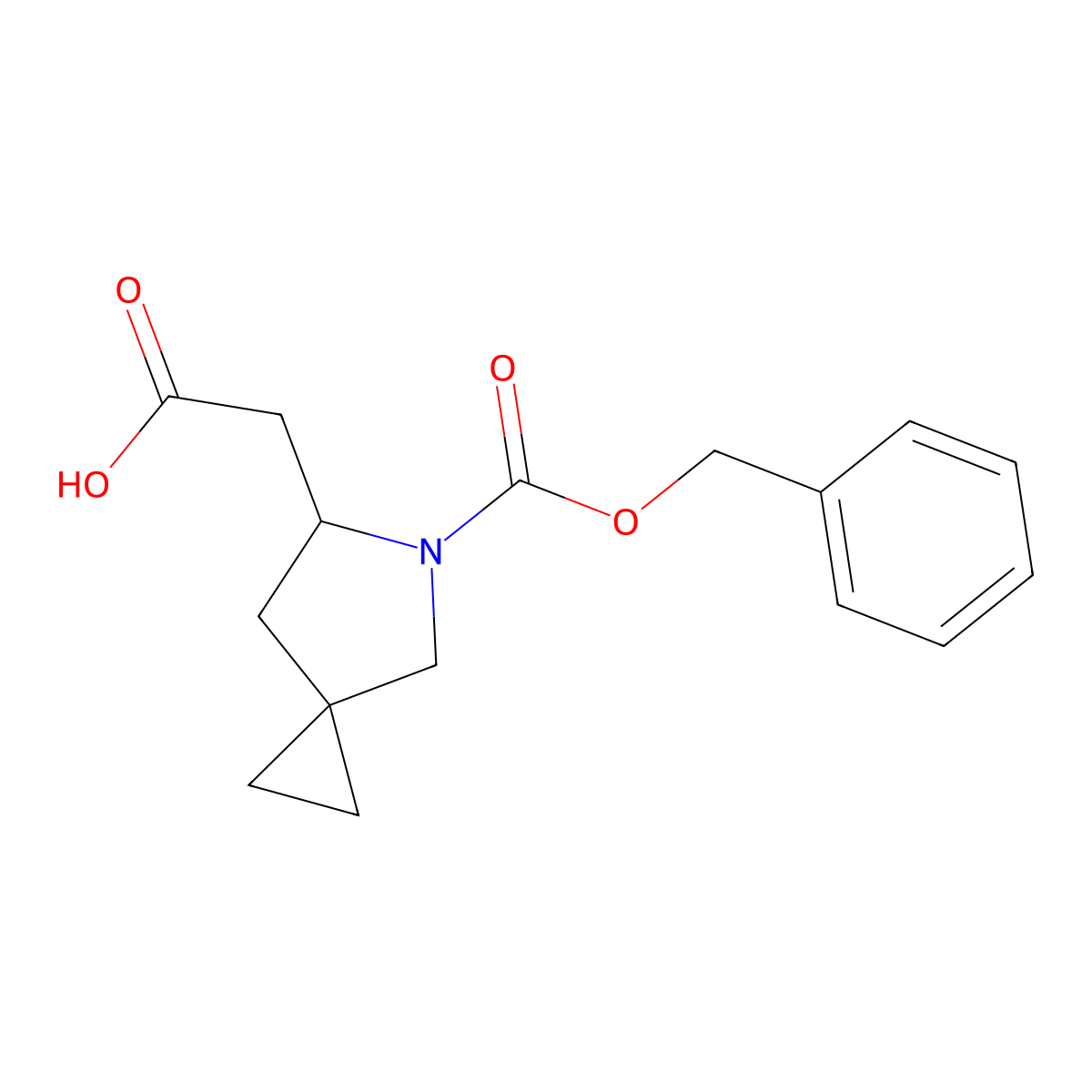 2-[(6S)-5-[(benzyloxy)carbonyl]-5-azaspiro[2.4]heptan-6-yl]acetic acid molecular structure, CAS 2287247-77-0