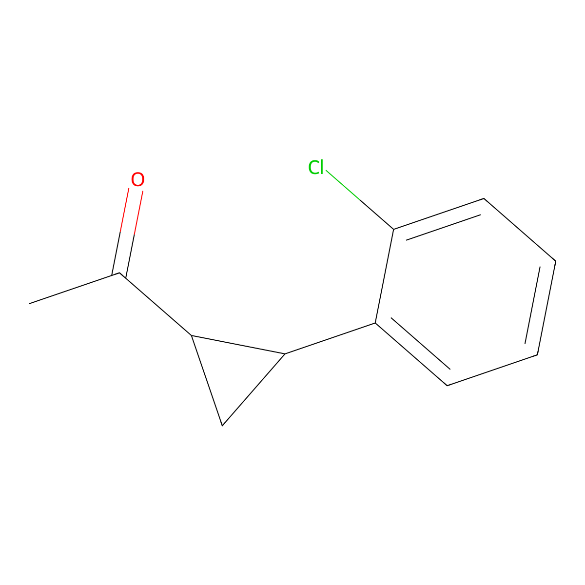 rac-1-[(1R,2R)-2-(2-chlorophenyl)cyclopropyl]ethan-1-one, trans molecular structure, CAS 2287247-81-6