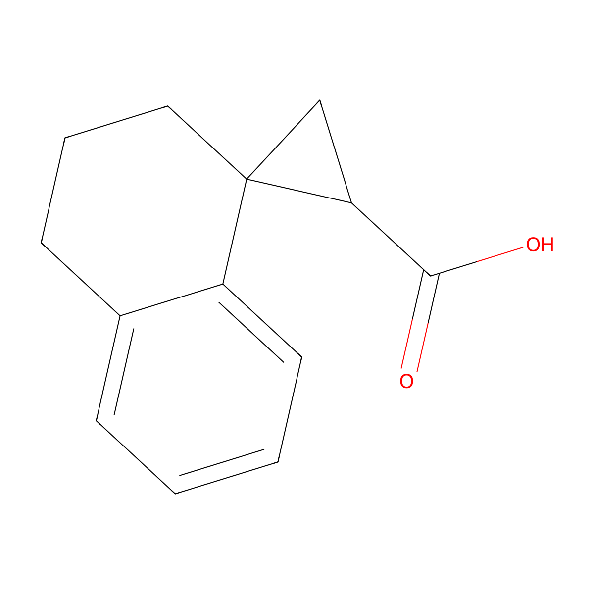 rac-(1R,3R)-3',4'-dihydro-2'H-spiro(cyclopropane-1,1'-naphthalene)-3-carboxylic acid molecular structure, CAS 2287249-01-6