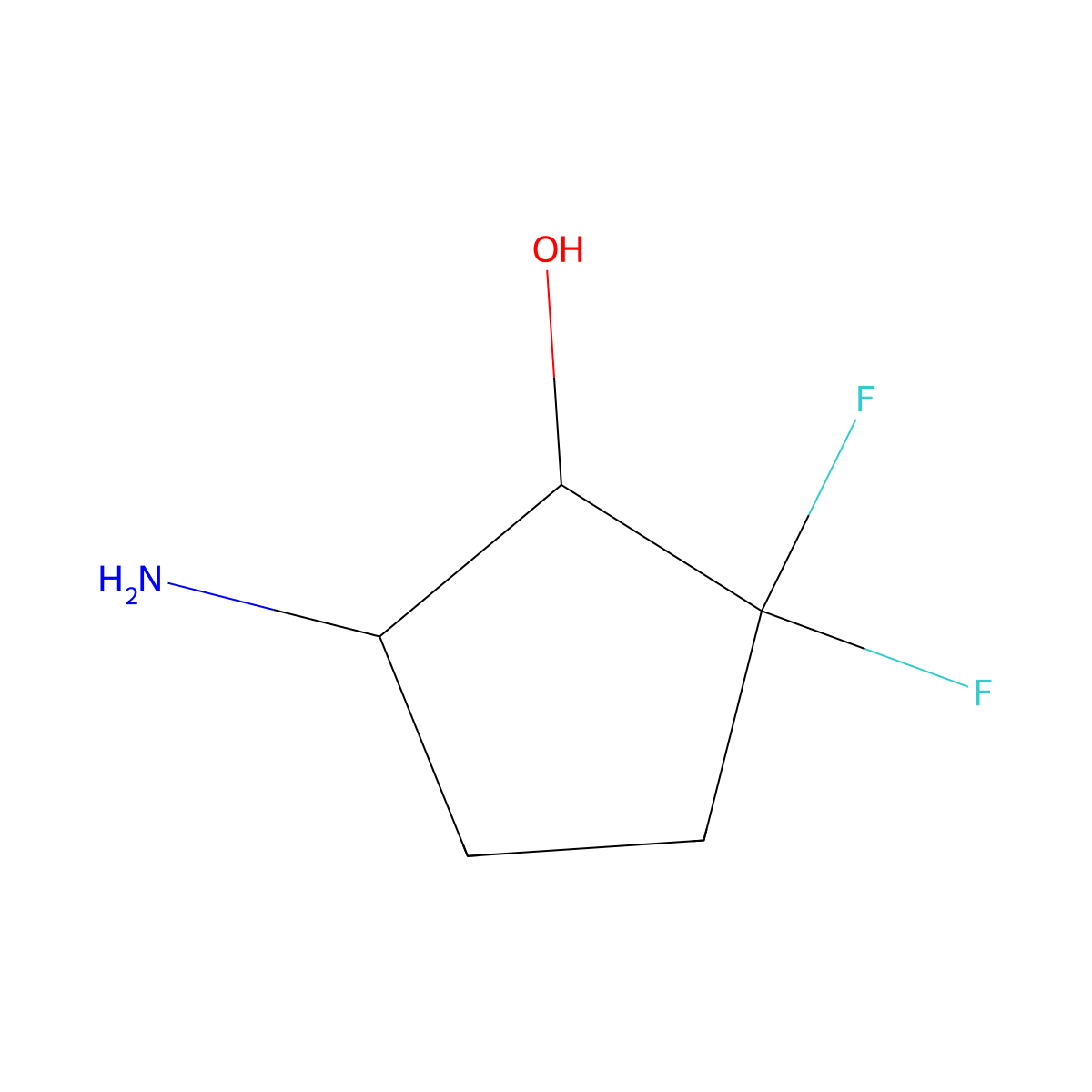 rac-(1R,5S)-5-amino-2,2-difluorocyclopentan-1-ol molecular structure, CAS 2287249-04-9