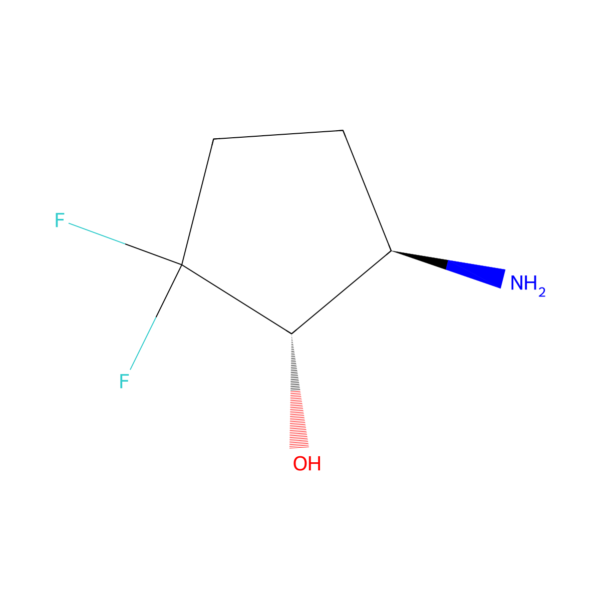 rac-(1R,5S)-5-amino-2,2-difluorocyclopentan-1-ol molecular structure, CAS 2287249-04-9