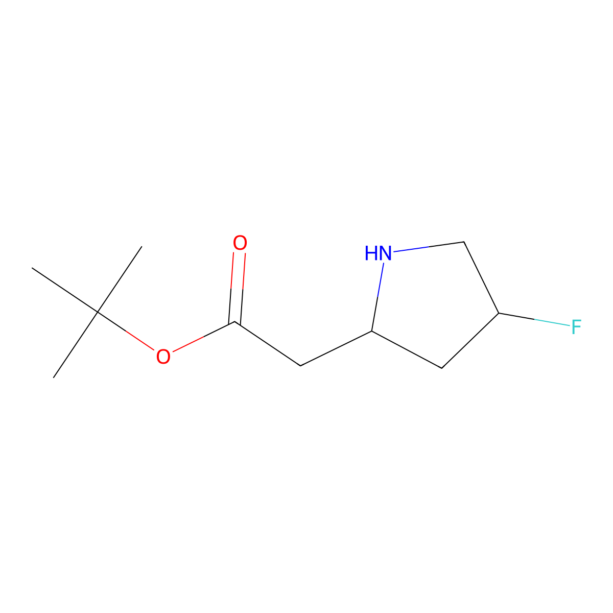 Tert-butyl 2-[(2R,4S)-4-fluoropyrrolidin-2-yl]acetate molecular structure, CAS 2287249-43-6