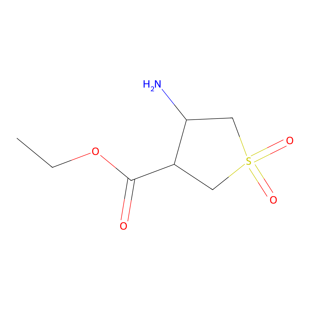 rac-ethyl (3R,4S)-4-amino-1,1-dioxo-1lambda6-thiolane-3-carboxylate molecular structure, CAS 2287249-75-4