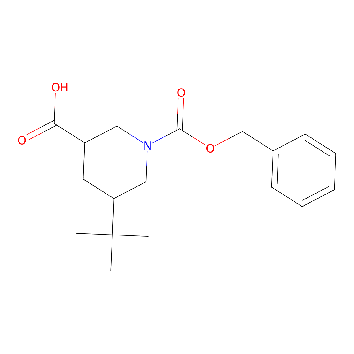 rac-(3R,5R)-1-[(benzyloxy)carbonyl]-5-tert-butylpiperidine-3-carboxylic acid molecular structure, CAS 2287249-99-2