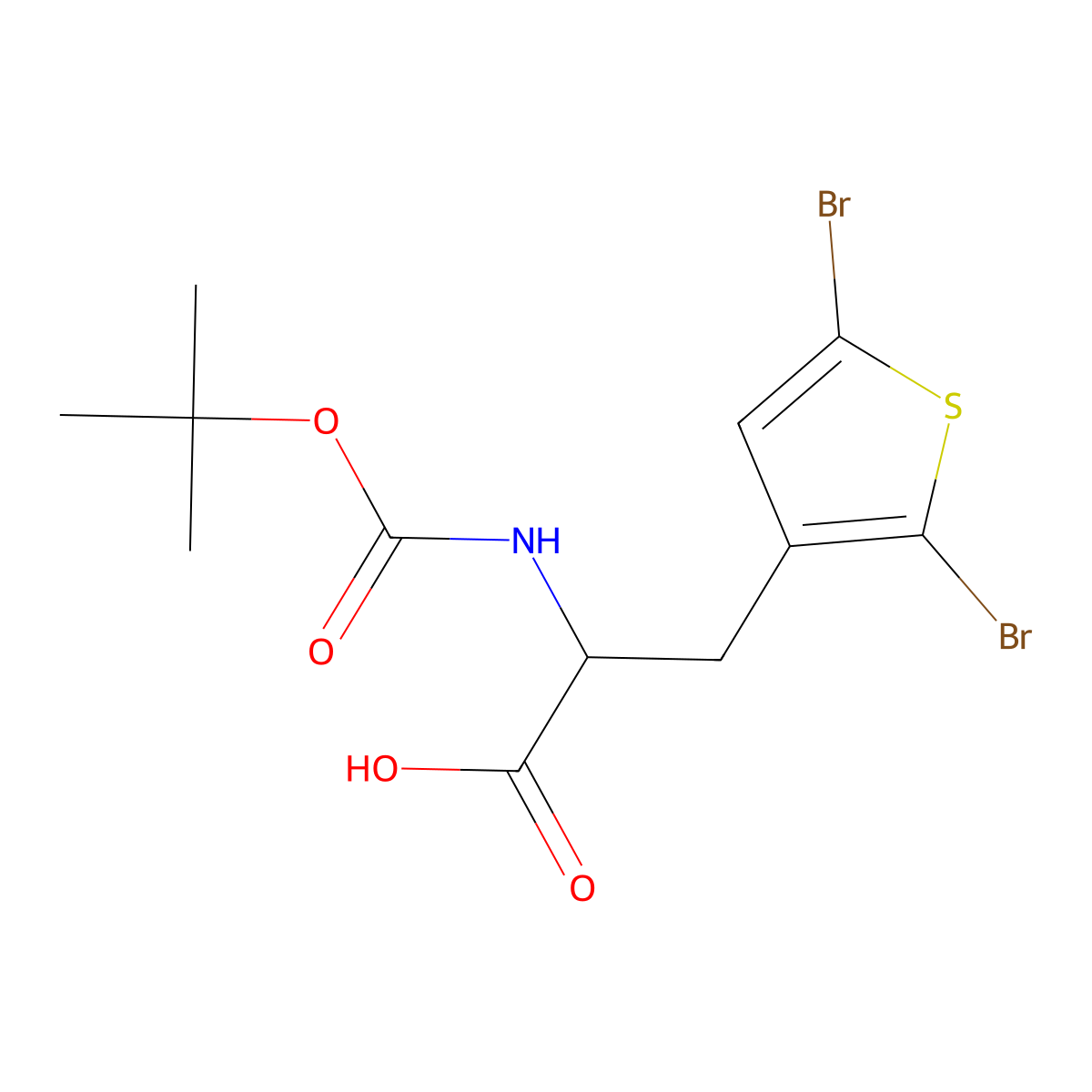 2-{[(Tert-butoxy)carbonyl]amino}-3-(2,5-dibromothiophen-3-yl)propanoic acid molecular structure, CAS 2287259-40-7