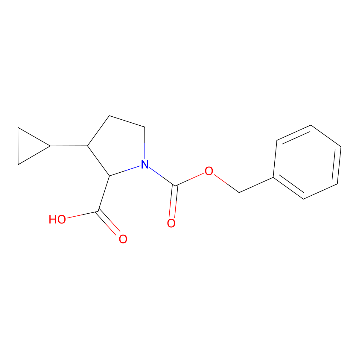 1-[(Benzyloxy)carbonyl]-3-cyclopropylpyrrolidine-2-carboxylic acid molecular structure, CAS 2287259-43-0