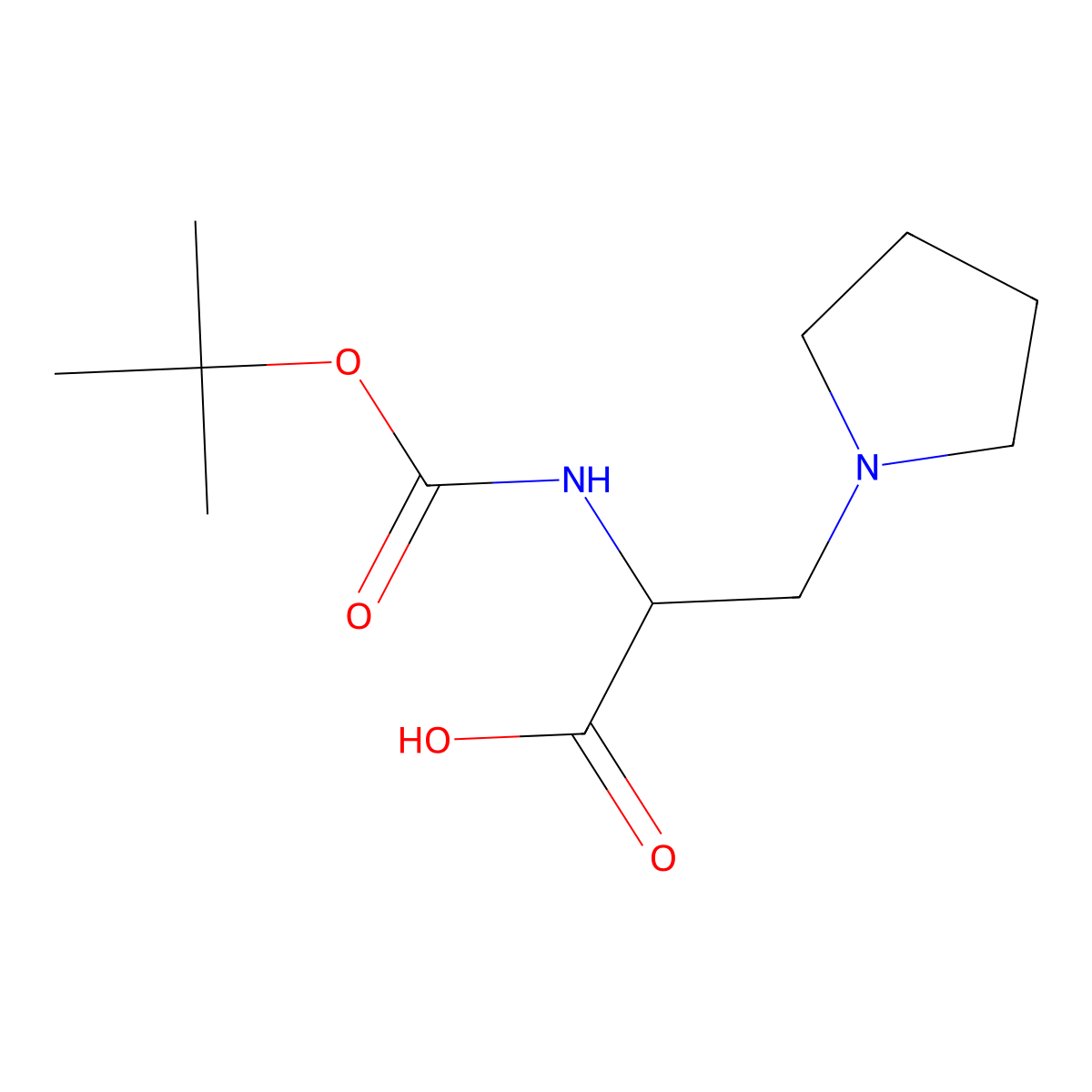 2-{[(Tert-butoxy)carbonyl]amino}-3-(pyrrolidin-1-yl)propanoic acid molecular structure, CAS 2287259-51-0