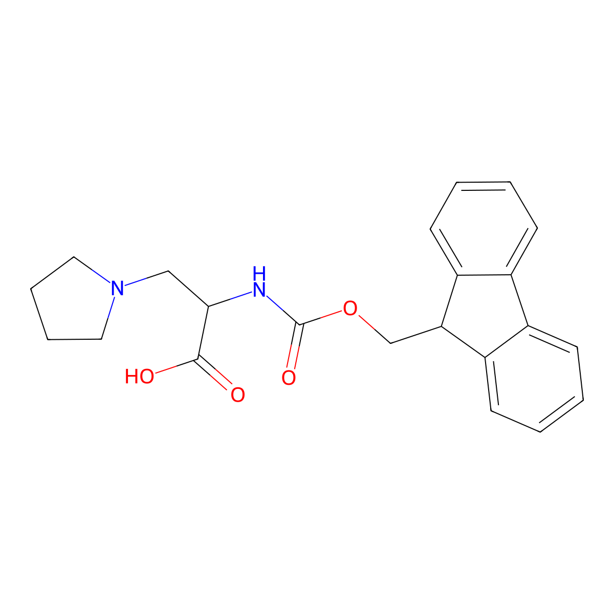 2-({[(9H-fluoren-9-yl)methoxy]carbonyl}amino)-3-(pyrrolidin-1-yl)propanoic acid molecular structure, CAS 2287259-62-3