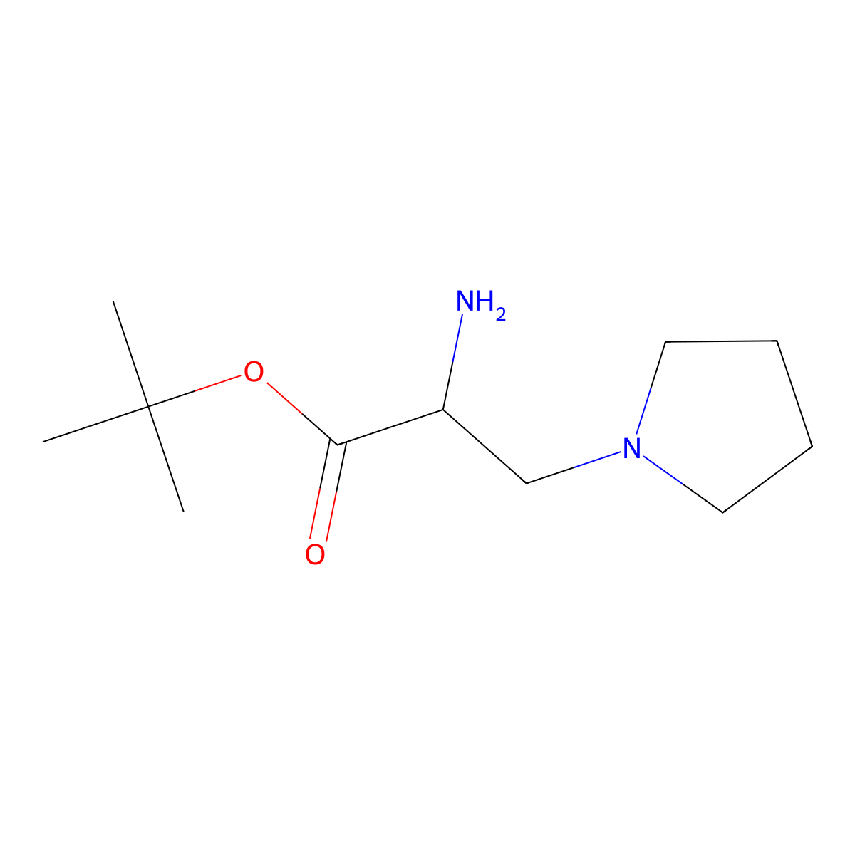 Tert-butyl 2-amino-3-(pyrrolidin-1-yl)propanoate molecular structure, CAS 2287259-86-1