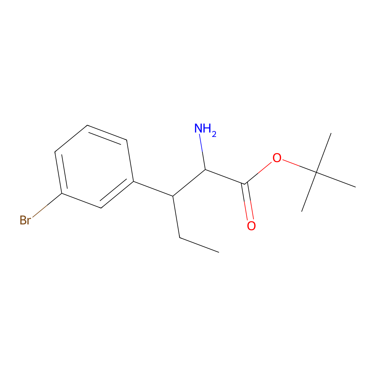 Tert-butyl 2-amino-3-(3-bromophenyl)pentanoate molecular structure, CAS 2287259-93-0