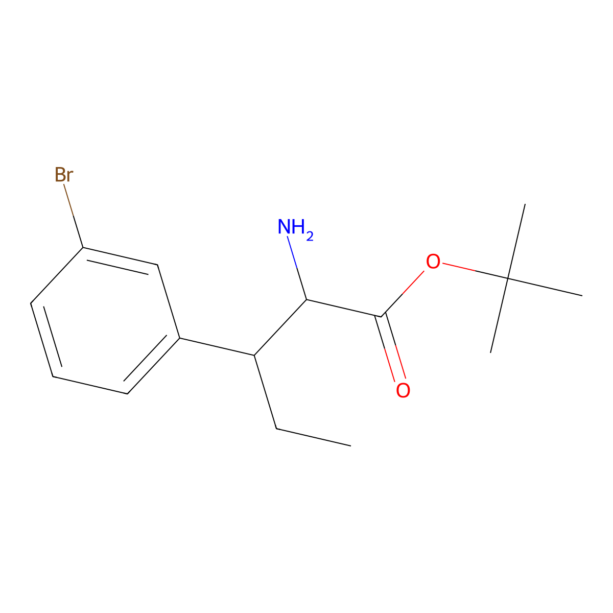Tert-butyl 2-amino-3-(3-bromophenyl)pentanoate molecular structure, CAS 2287259-93-0