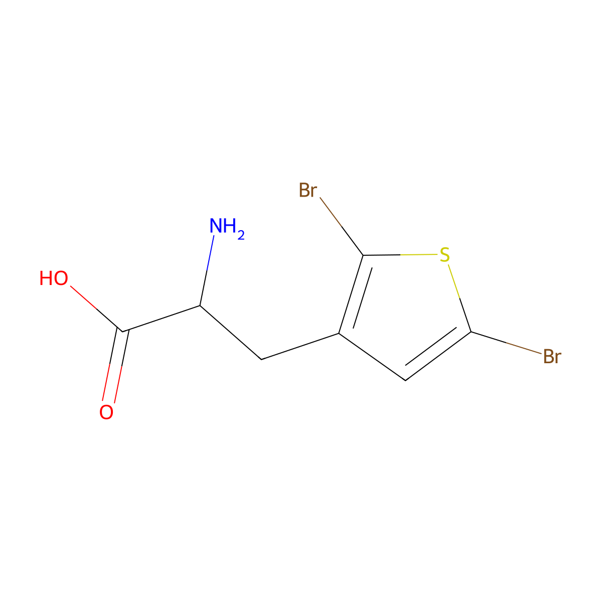 2-Amino-3-(2,5-dibromothiophen-3-yl)propanoic acid molecular structure, CAS 2287260-21-1