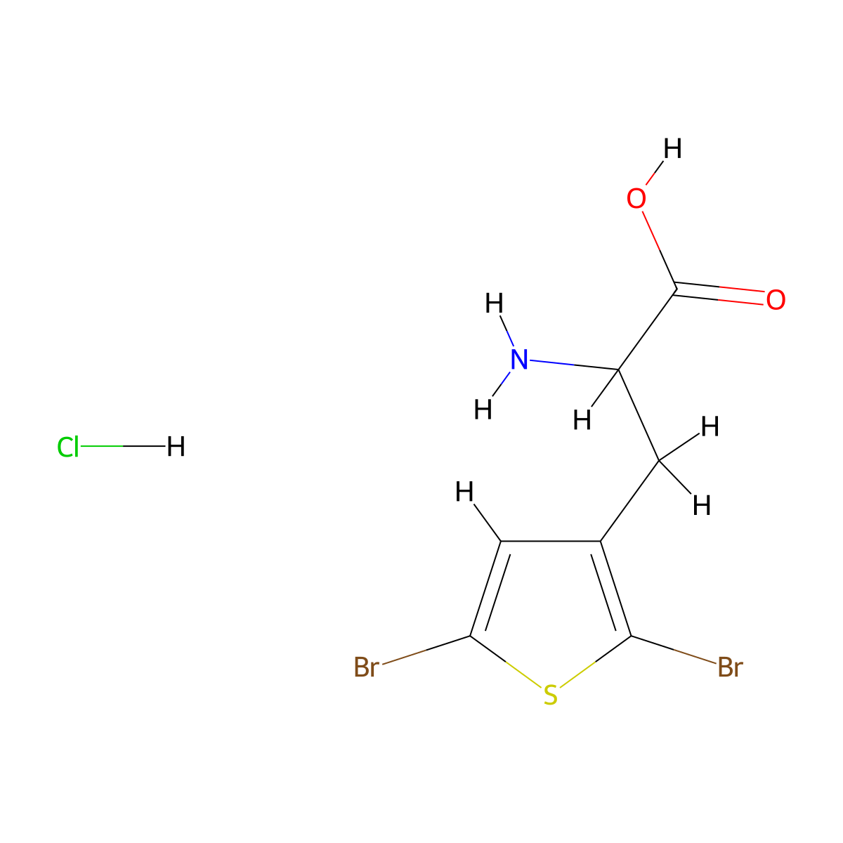 2-Amino-3-(2,5-dibromothiophen-3-yl)propanoic acid hydrochloride molecular structure, CAS 2287260-22-2