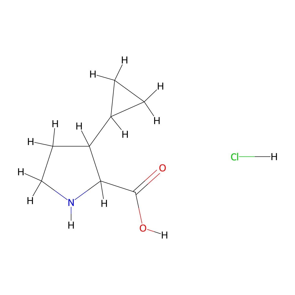 3-Cyclopropylpyrrolidine-2-carboxylic acid hydrochloride molecular structure, CAS 2287260-29-9