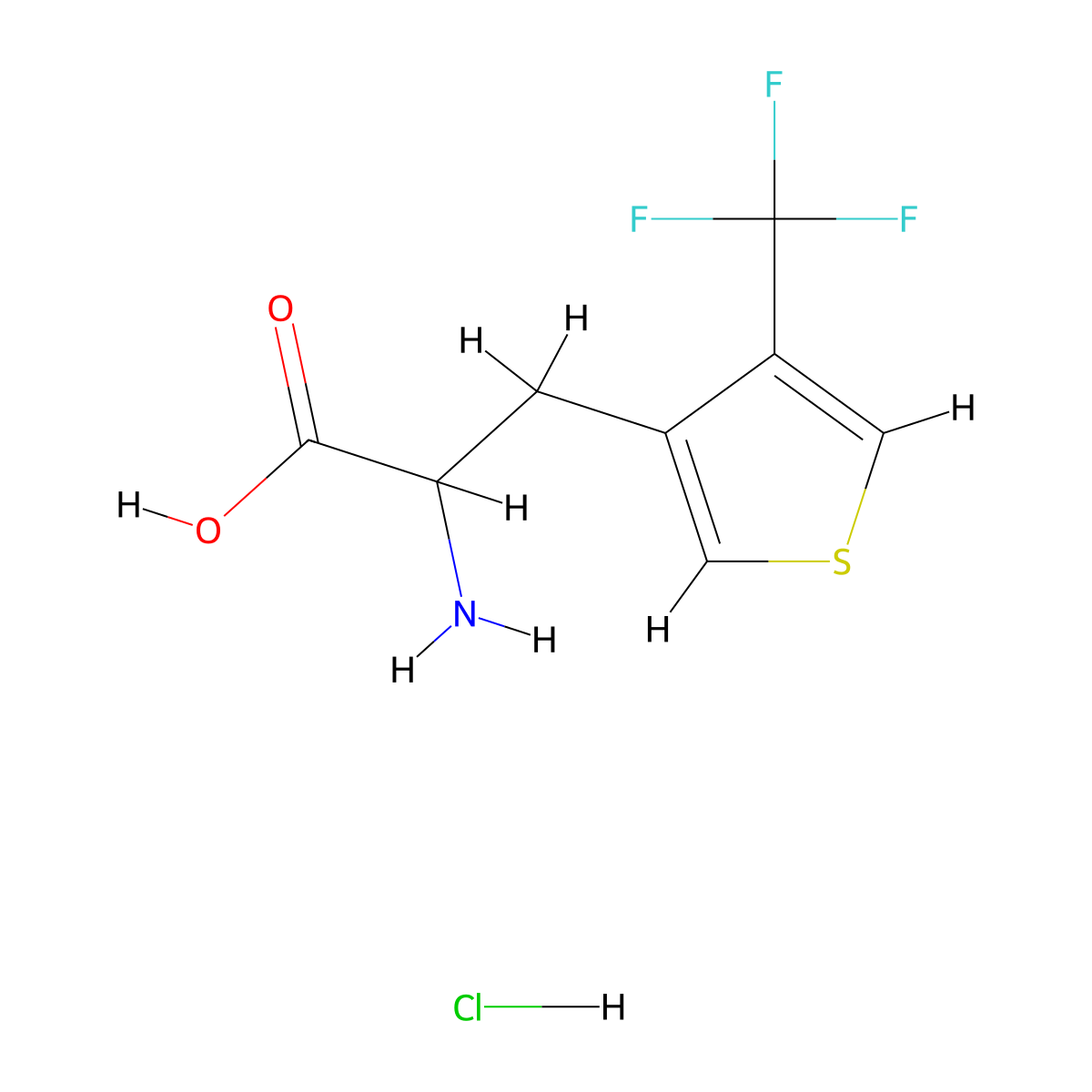 2-Amino-3-[4-(trifluoromethyl)thiophen-3-yl]propanoic acid hydrochloride molecular structure, CAS 2287260-34-6