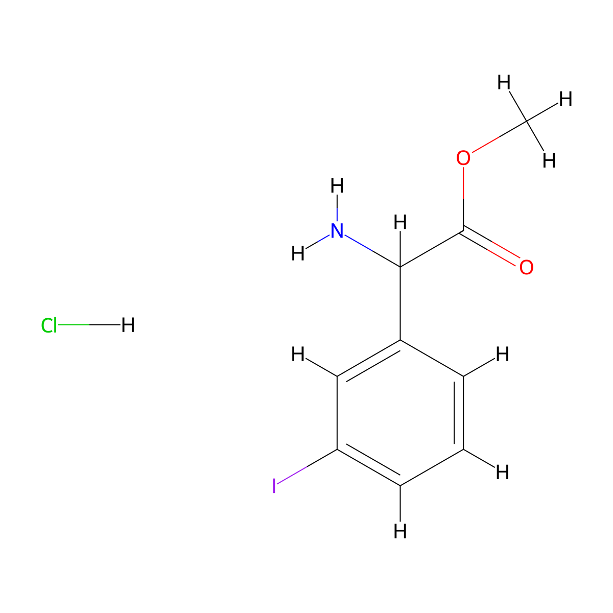 Methyl2-amino-2-(3-iodophenyl)acetatehydrochloride molecular structure, CAS 2287260-73-3