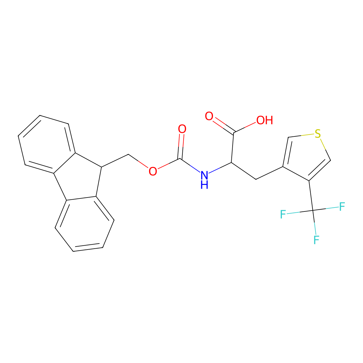 2-(9H-Fluoren-9-ylmethoxycarbonylamino)-3-[4-(trifluoromethyl)thiophen-3-yl]propanoic acid molecular structure, CAS 2287261-02-1