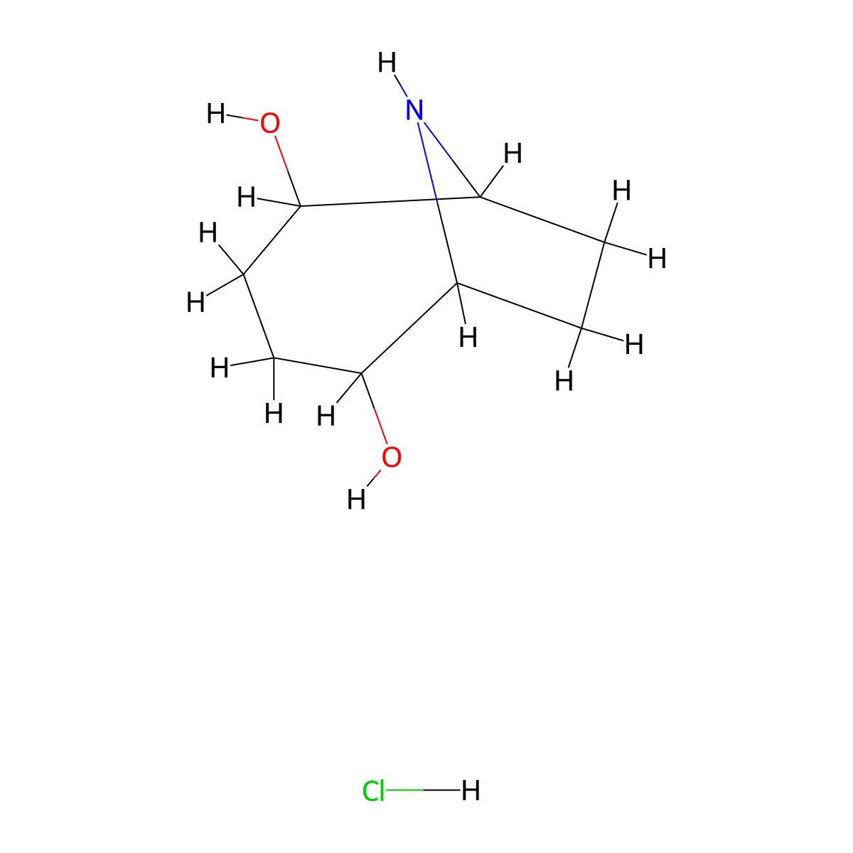 9-Azabicyclo[4.2.1]nonane-2,5-diol hydrochloride molecular structure, CAS 2287261-10-1
