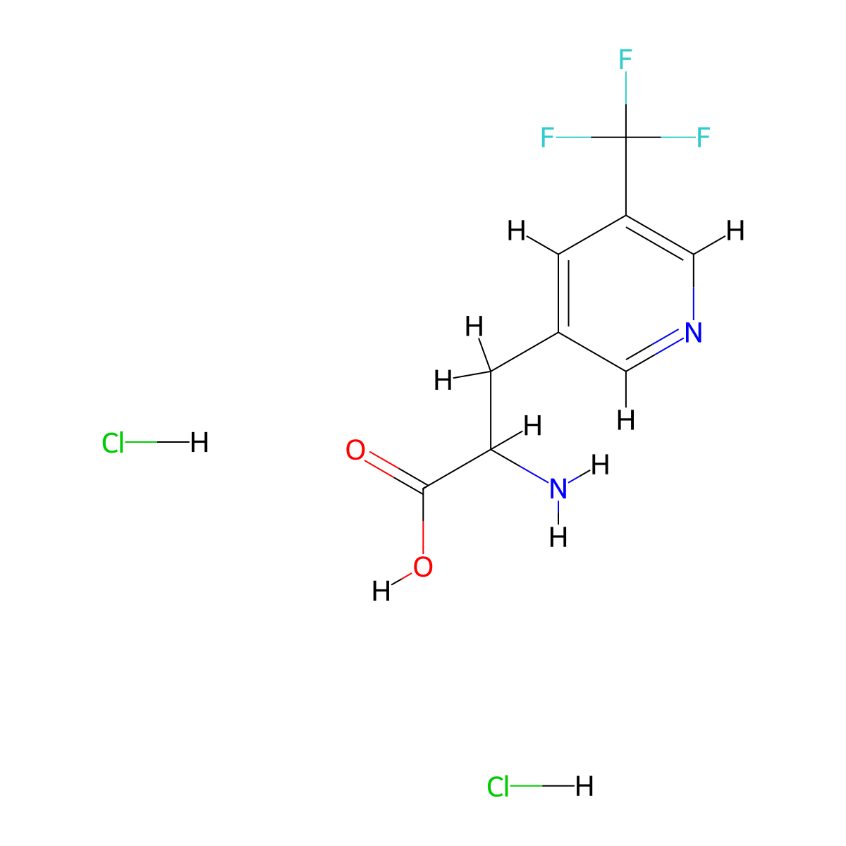 2-Amino-3-(5-(trifluoromethyl)pyridin-3-yl)propanoic acid dihydrochloride molecular structure, CAS 2287261-88-3