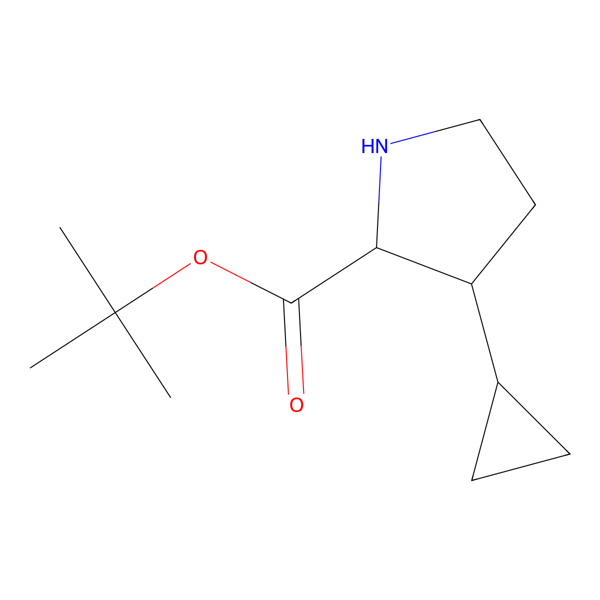 Tert-butyl 3-cyclopropylpyrrolidine-2-carboxylate molecular structure, CAS 2287262-04-6