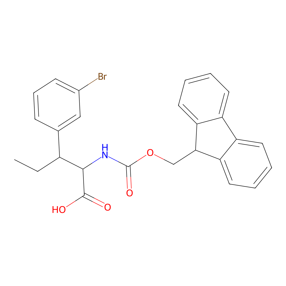 3-(3-bromophenyl)-2-({[(9H-fluoren-9-yl)methoxy]carbonyl}amino)pentanoic acid molecular structure, CAS 2287262-31-9