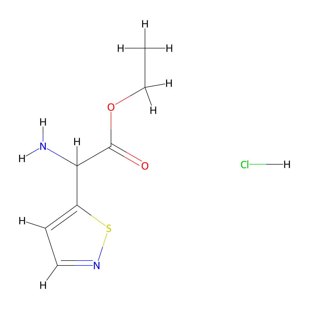 Ethyl2-amino-2-(1,2-thiazol-5-yl)acetatehydrochloride molecular structure, CAS 2287262-53-5