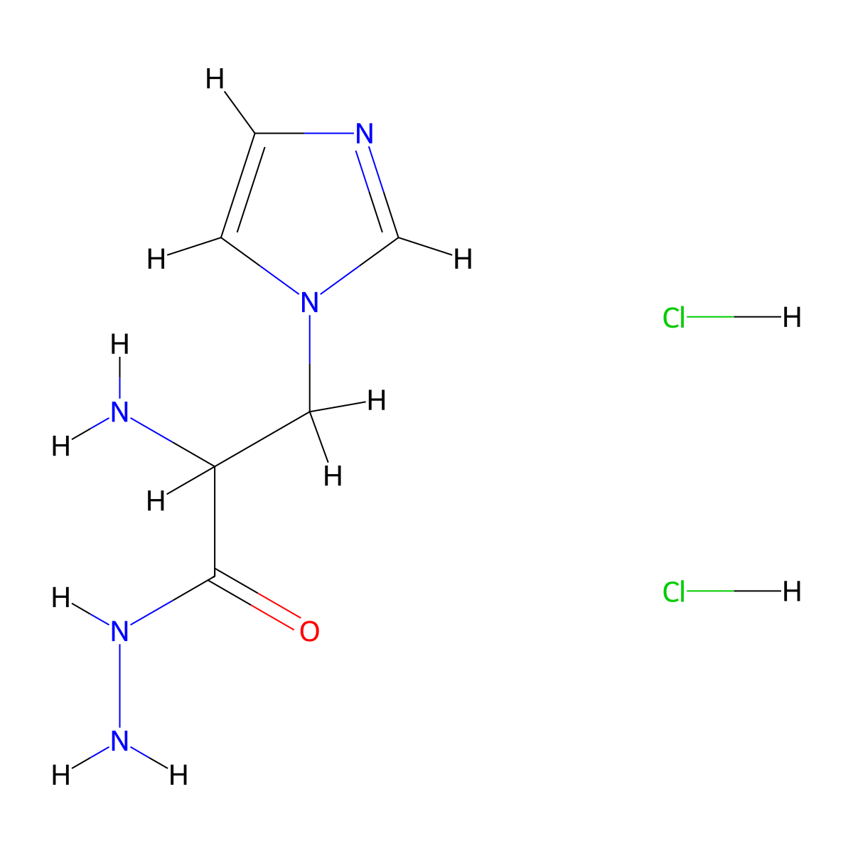 2-amino-3-(1H-imidazol-1-yl)propanehydrazide dihydrochloride molecular structure, CAS 2287262-67-1